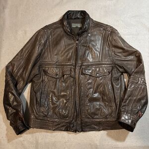M. Julian Pacesetter Leather Jacket Men's Brown Size 42 Vintage‎ With Hood